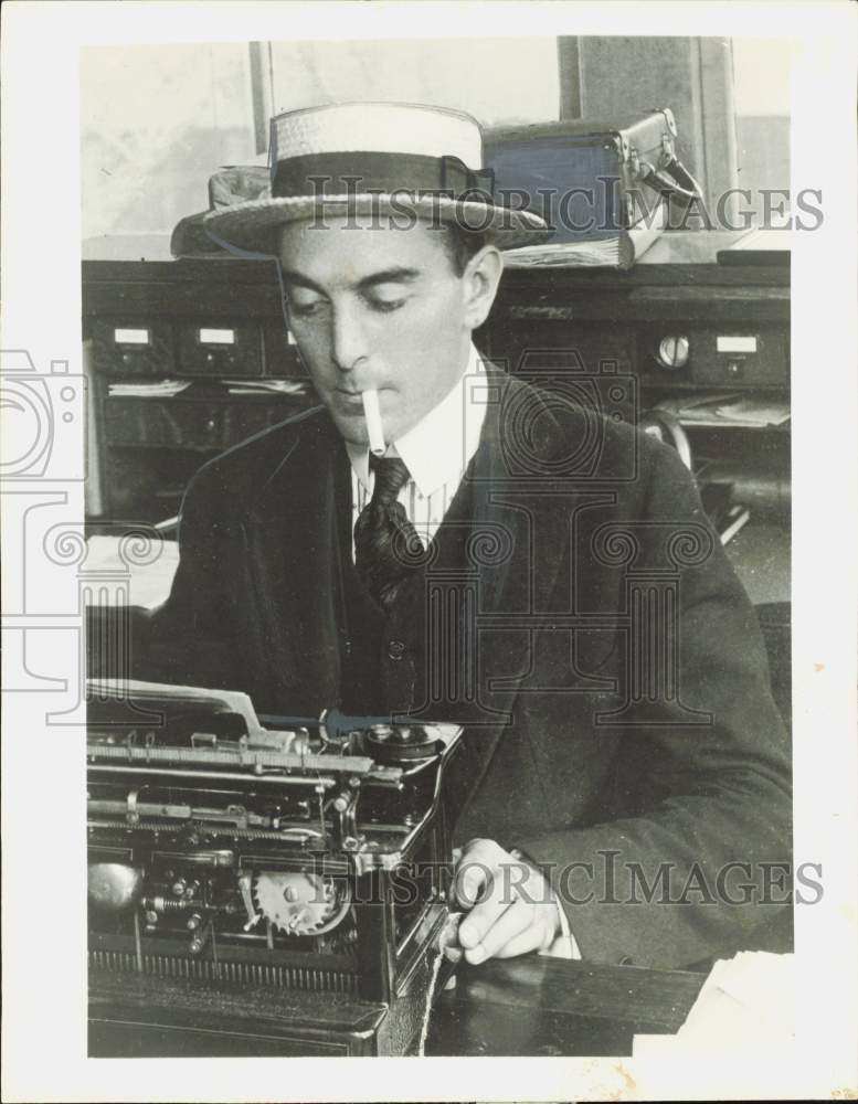 1956 Press Photo Ring Lardner, writer, works at his typewriter. - hpa85091- Historic Images