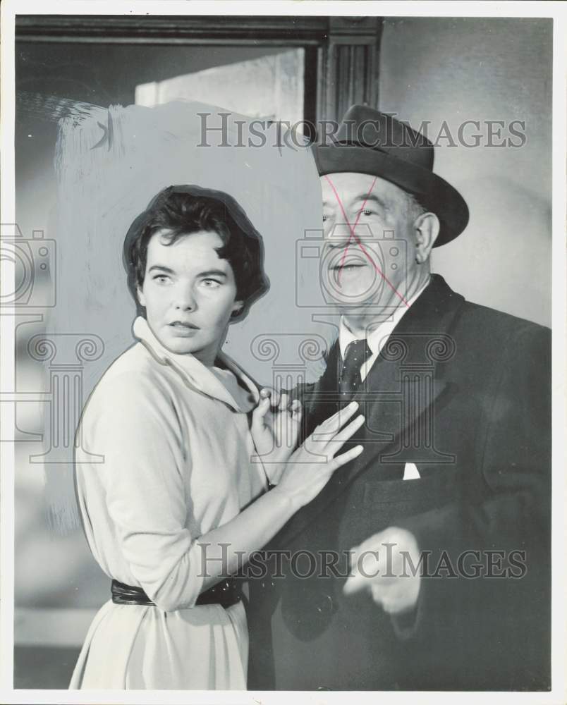 1955 Press Photo Joan Elan, actress, in scene with co-star - hpa85171- Historic Images