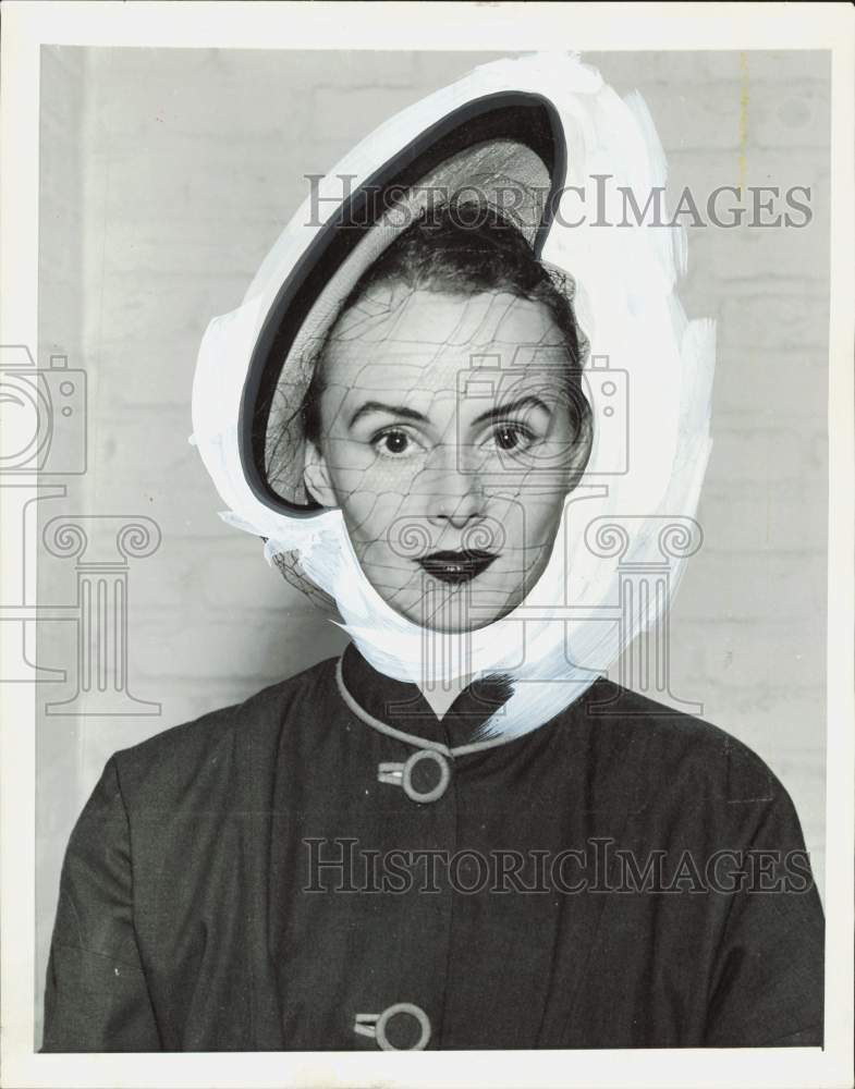 1955 Press Photo Woman models fashionable hat. - hpa85487- Historic Images