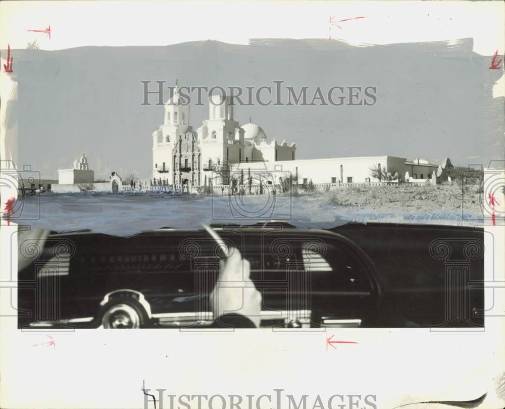 1963 Press Photo San Xavier del Bac Mission near Tucson, Arizona - hpa85861- Historic Images