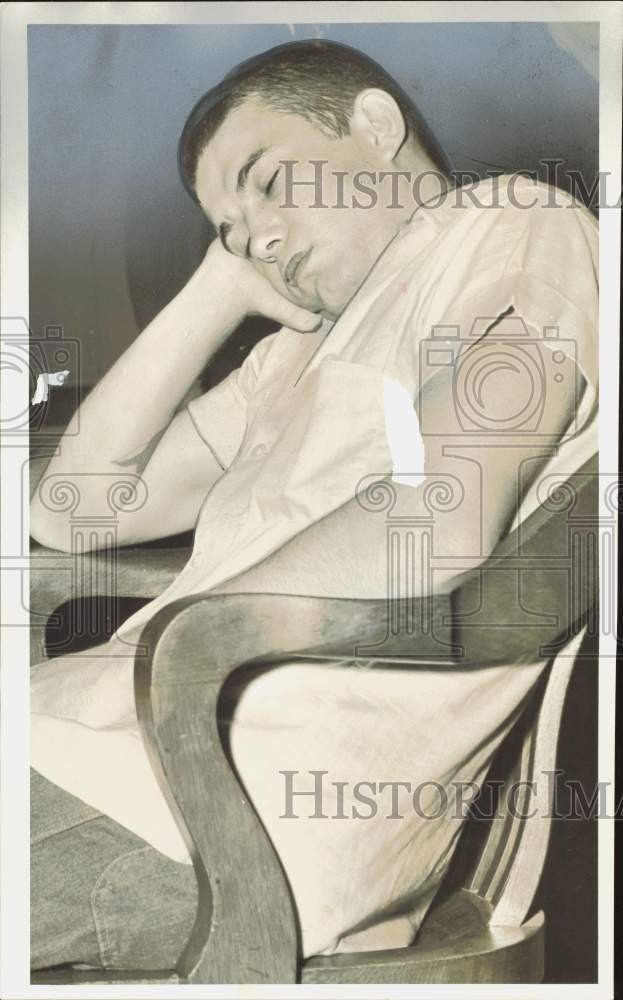 1956 Press Photo Alton Franks sleeping at sanity hearing. - hpa86148- Historic Images