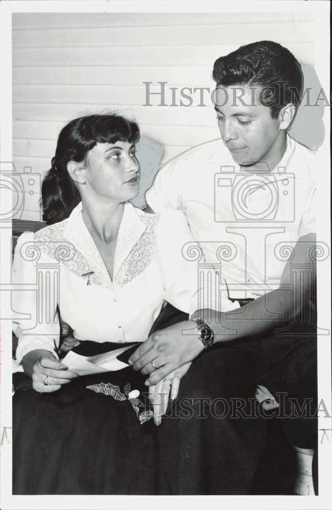 1955 Press Photo Adolph and Consuelo Zermeno in their Houston home. - hpa86152- Historic Images