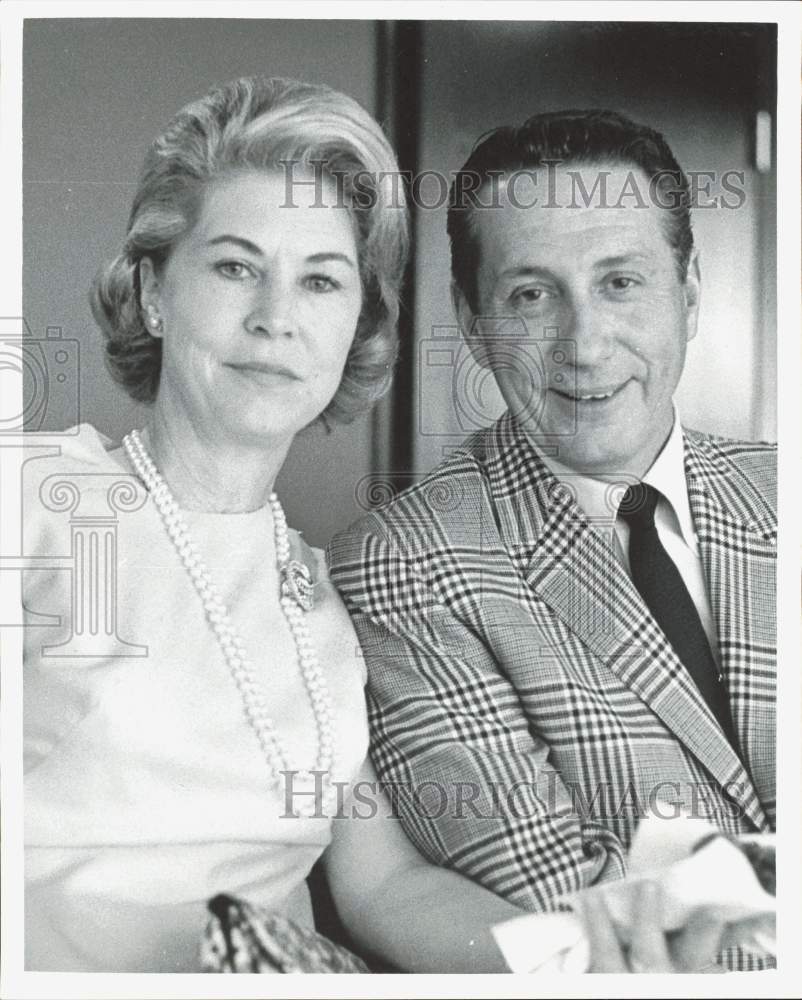 1965 Press Photo Rancher Louis Pearce &amp; Wife in Sky Box, Watching Baseball- Historic Images
