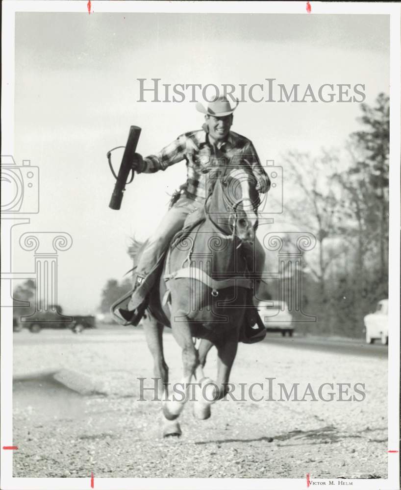 1958 Press Photo M.S. &quot;Dude&quot; Parmley, Harris County Sheriff&#39;s Mounted Police- Historic Images