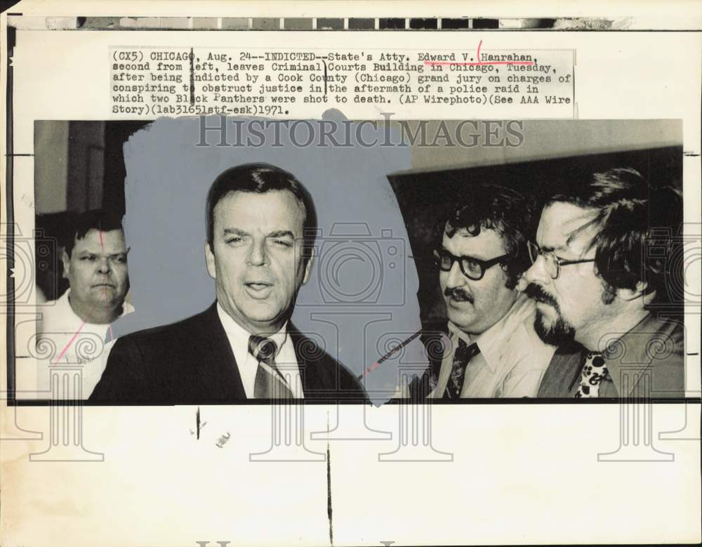 1971 Press Photo State&#39;s Attorney Edward V. Hanrahan Leaves Chicago Court- Historic Images