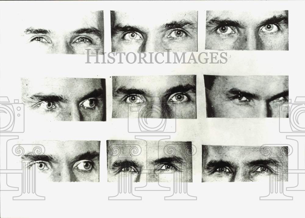 1935 Press Photo Collage of Eyes of Bruno Richard Hauptmann, During Kidnap Trial- Historic Images