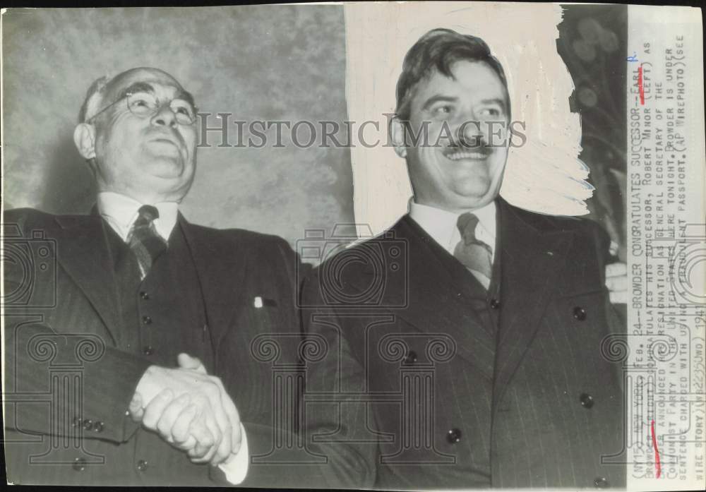 1941 Press Photo Earl R. Browder, Robert Minor of Communist Party, United States- Historic Images