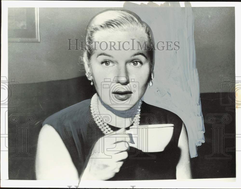 1956 Press Photo Barbara Rockefeller, Holding Teacup - hpa87781- Historic Images