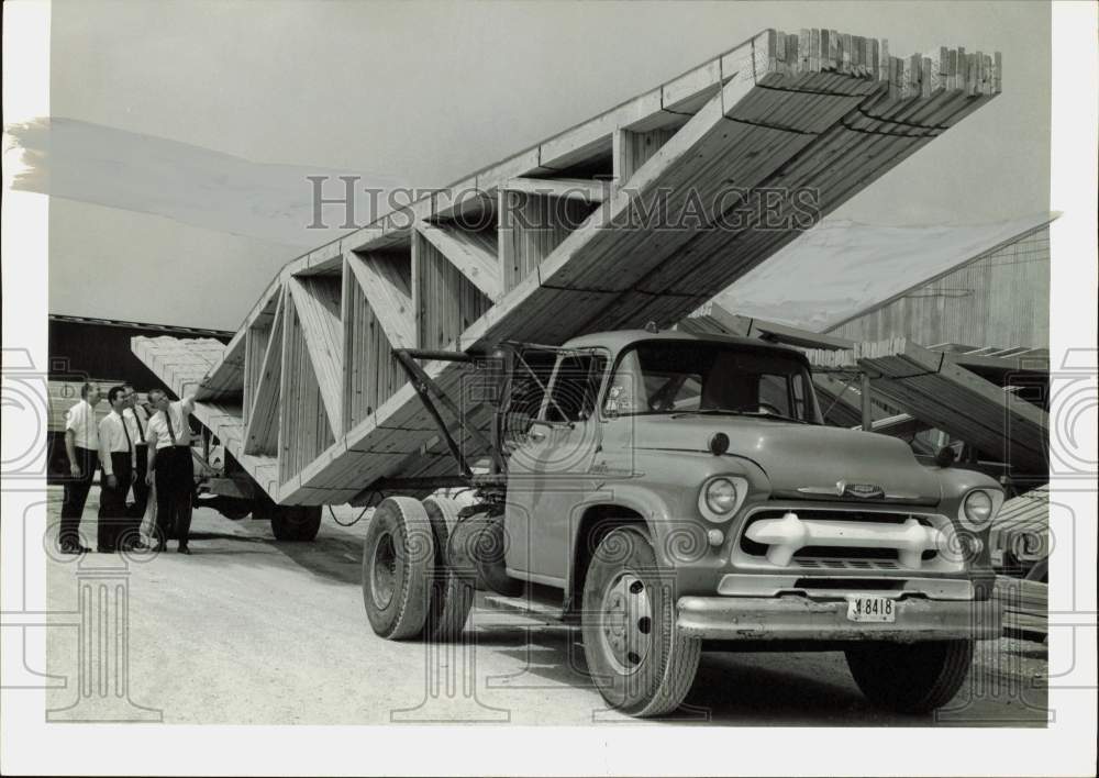 1963 Press Photo Great Texas Officials Check Building Components - hpa87994- Historic Images