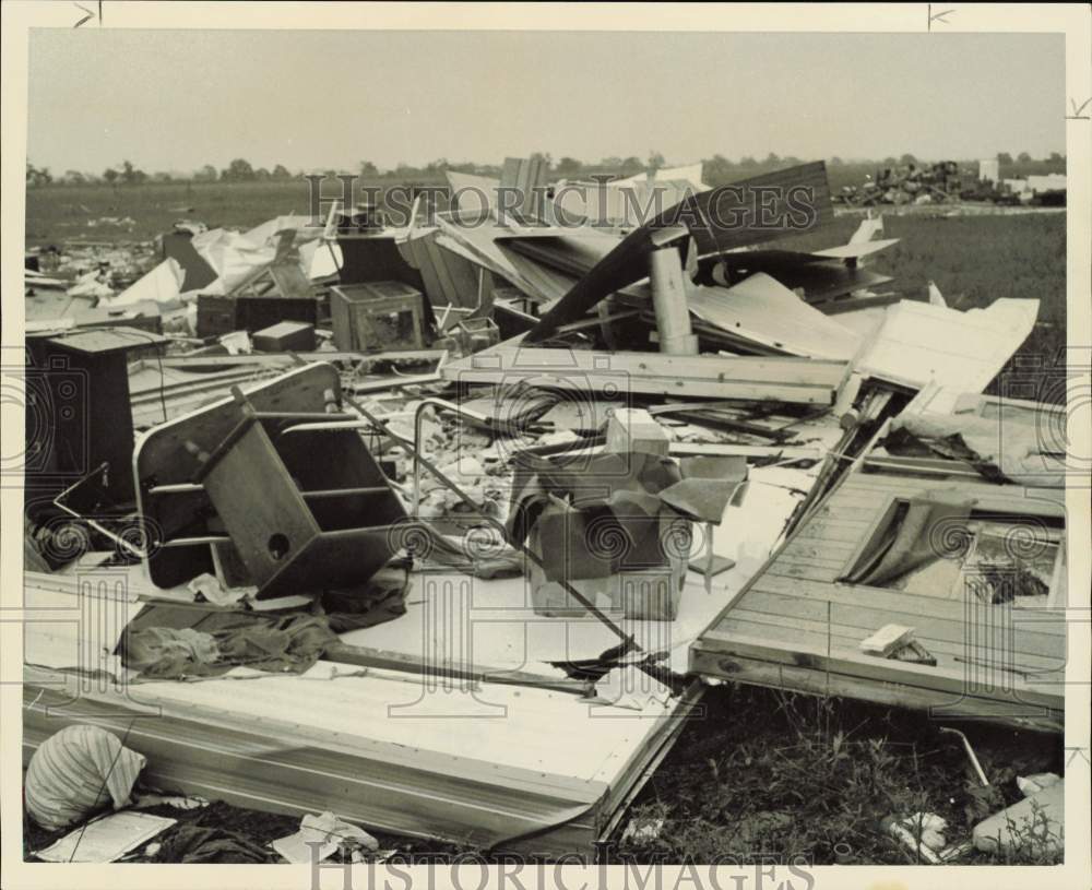 1972 Press Photo Trailer Park Destroyed by Tornado, Harris County, Texas- Historic Images