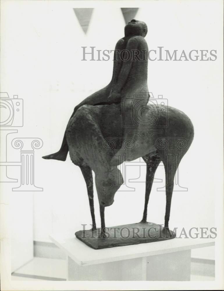 1963 Press Photo Antique Sculpture of Person Riding Horse - hpa89087- Historic Images