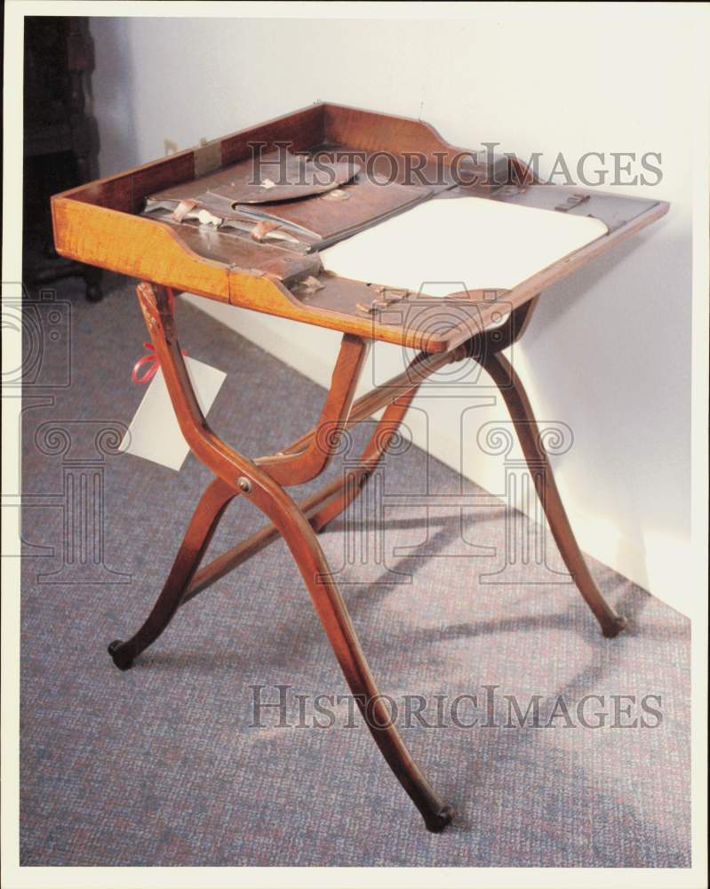 1989 Press Photo Antique Mahogany Campaign Desk, Circa 1830 - hpa89111- Historic Images