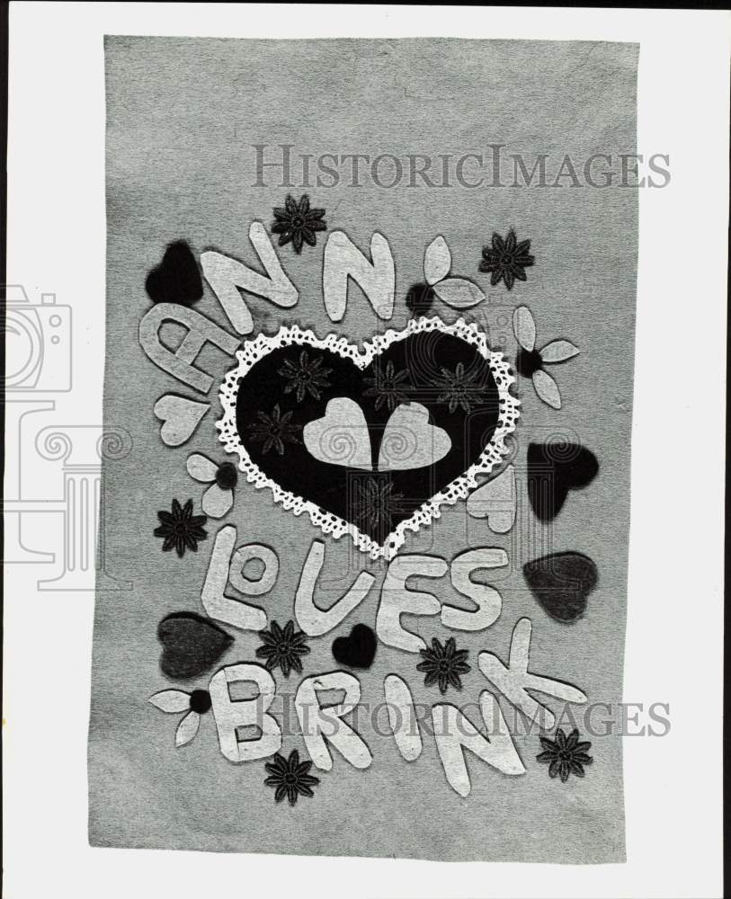 1975 Press Photo &quot;Ann Loves Brink&quot; Valentine&#39;s Day Card - hpa89409- Historic Images