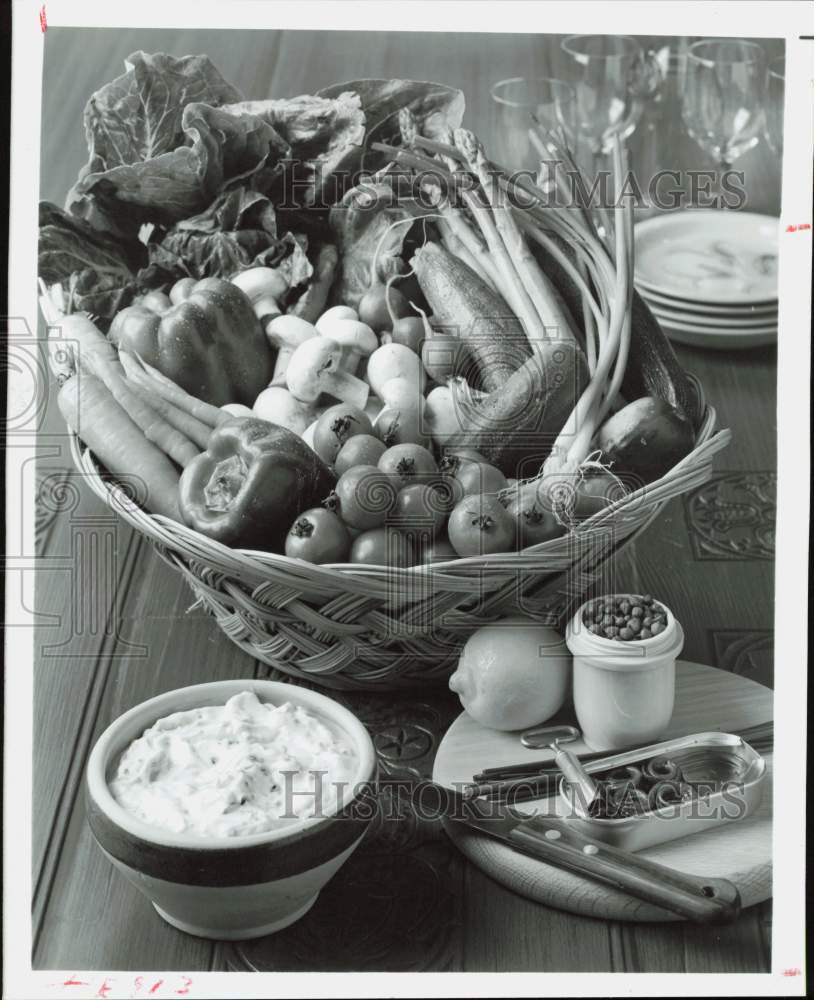 1977 Press Photo Basket of Vegetables - hpa89595- Historic Images