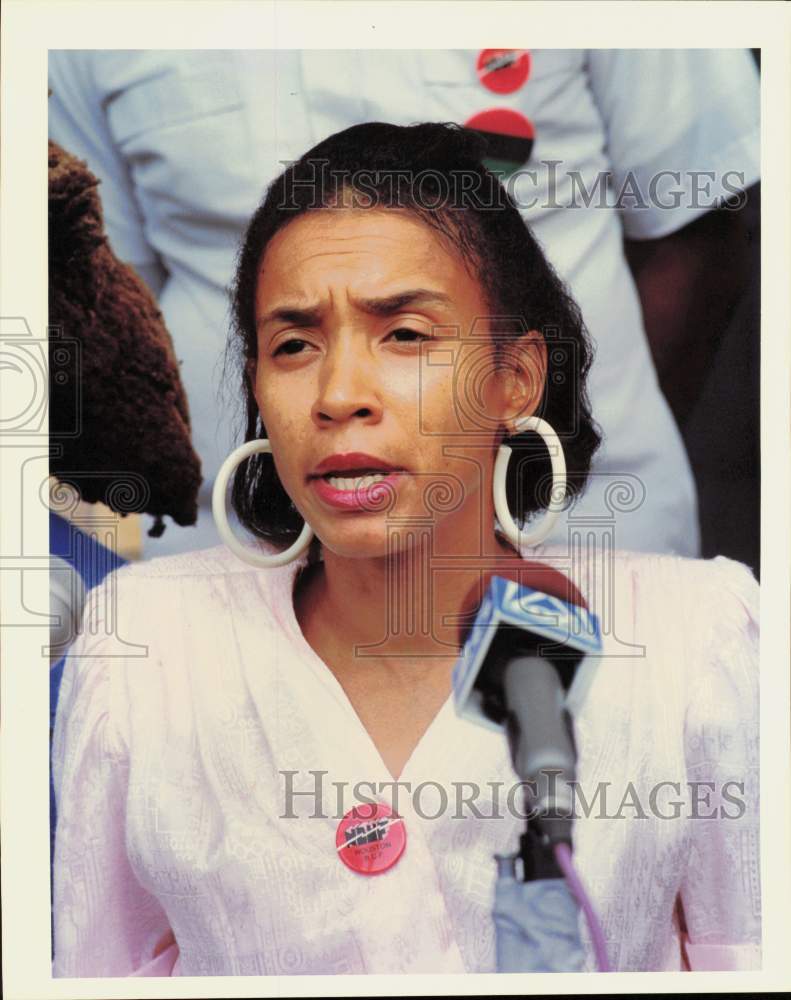 1989 Press Photo Loretta Boney, Wife of Reverend Jew Don Boney, Press Conference- Historic Images