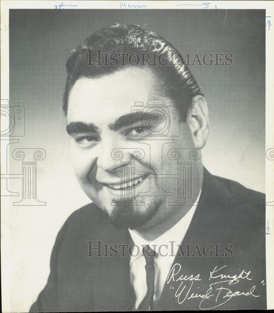 1965 Press Photo Russ Knight aka Weird Beard, KICT Houston Disc Jockey- Historic Images