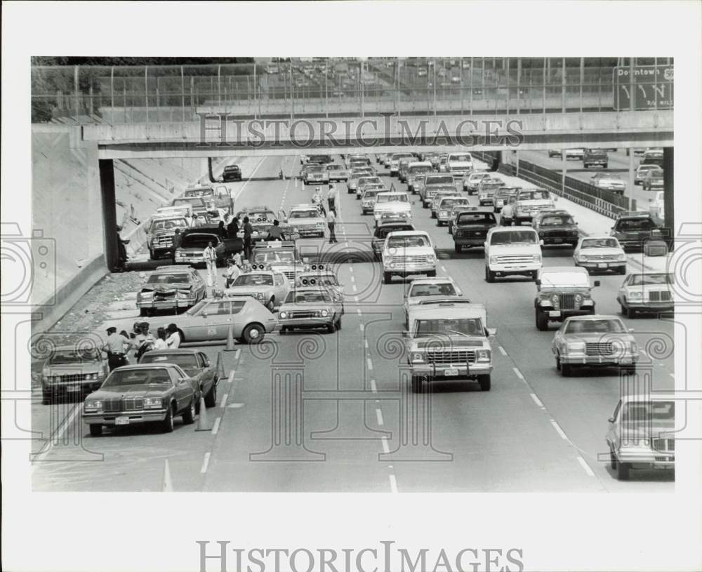 1979 Press Photo Traffic Accident on Houston Freeway - hpa90351- Historic Images