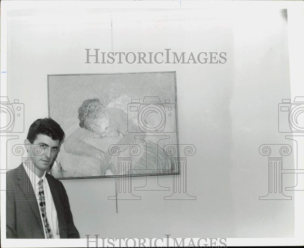 1962 Press Photo Artist William Anzalone with Painting - hpa90632- Historic Images