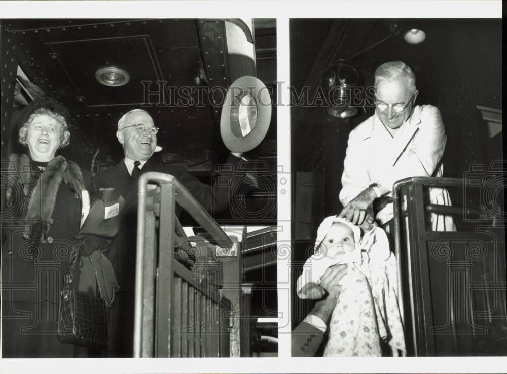 1948 Press Photo President Harry S. Truman &amp; Wife Arrive in Washington- Historic Images