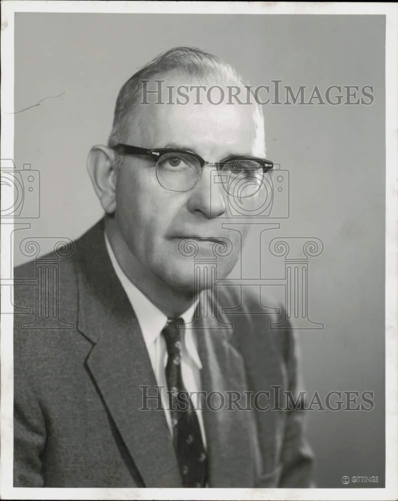 1959 Press Photo Albert Linbeck, O&#39;Rourke Construction general superintendent- Historic Images