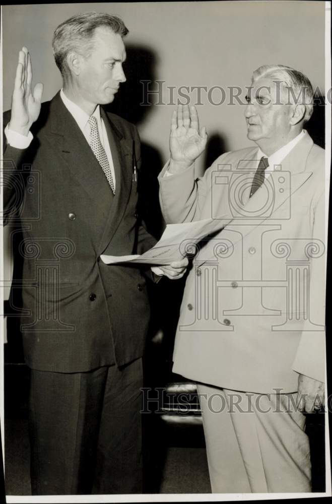 1956 Press Photo Captain M.A. Rowe at swearing-in ceremony. - hpa92877- Historic Images