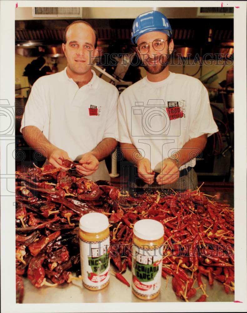 1993 Press Photo Nathan and Marc Laviage show their Herbs Food Products ware.- Historic Images