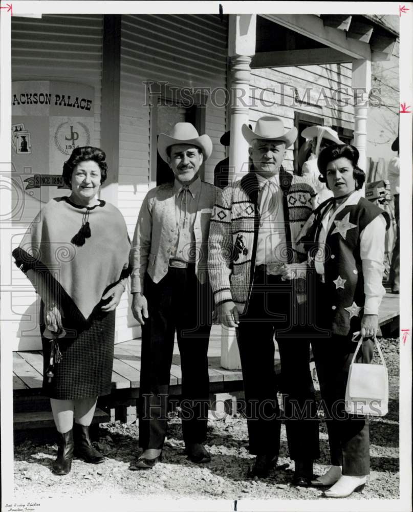 1966 Press Photo Joe Polichinos and Stuart Langs at Western village party.- Historic Images
