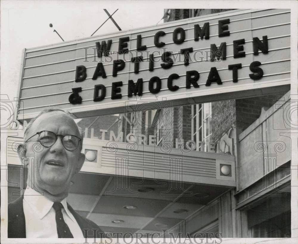 1958 Press Photo Representative Brooks Hays outside Biltmore Hotel. - hpa93870- Historic Images