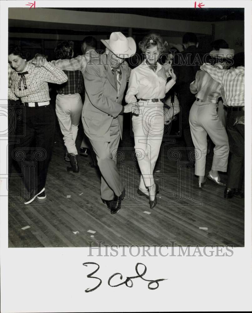 1961 Press Photo Sam Silvermans dancing at Ram&#39;s Club Western party. - hpa95541- Historic Images