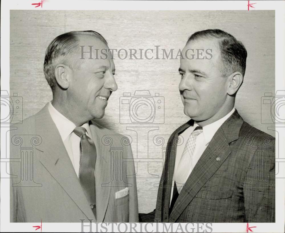 1956 Press Photo Flour officers J.S. Fluor and Ernest Moncrief at dedication.- Historic Images