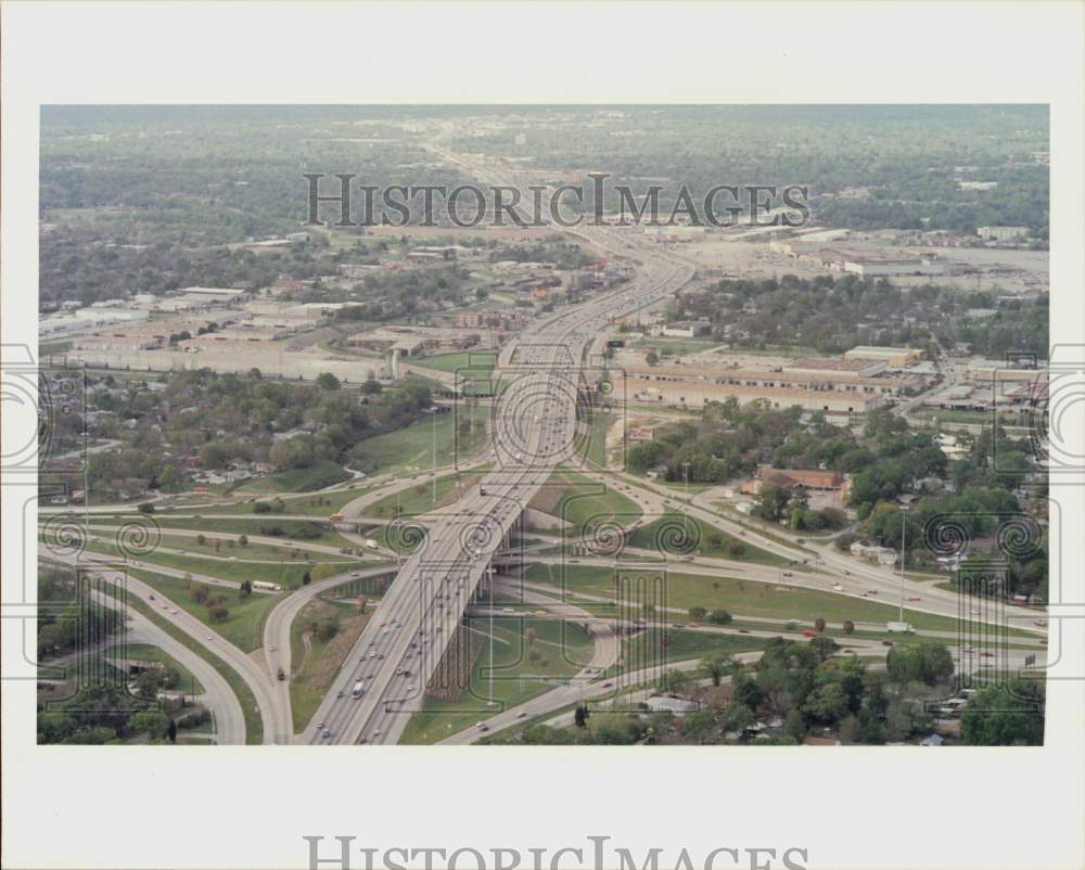 1990 Press Photo Houston&#39;s I-45 North Loop Interchange looking north.- Historic Images