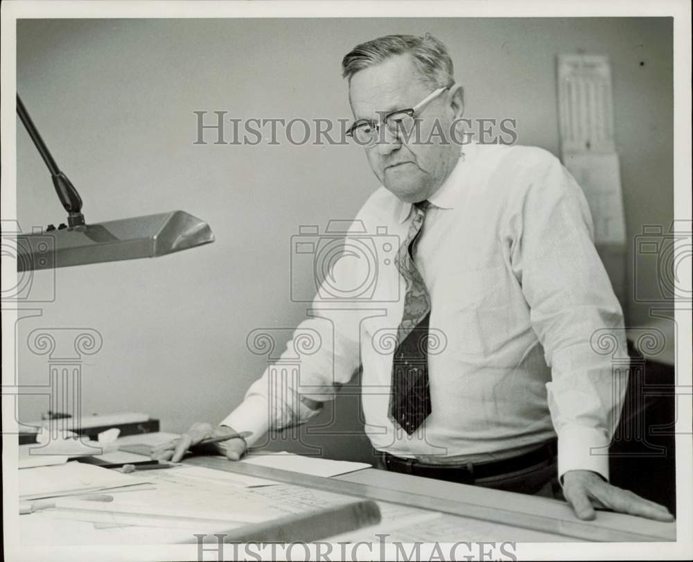 1961 Press Photo Hugo William Zapp checks county highway plans. - hpa97136- Historic Images