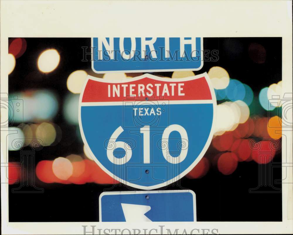 1988 Press Photo Texas Interstate 610 North directional sign. - hpa97256- Historic Images