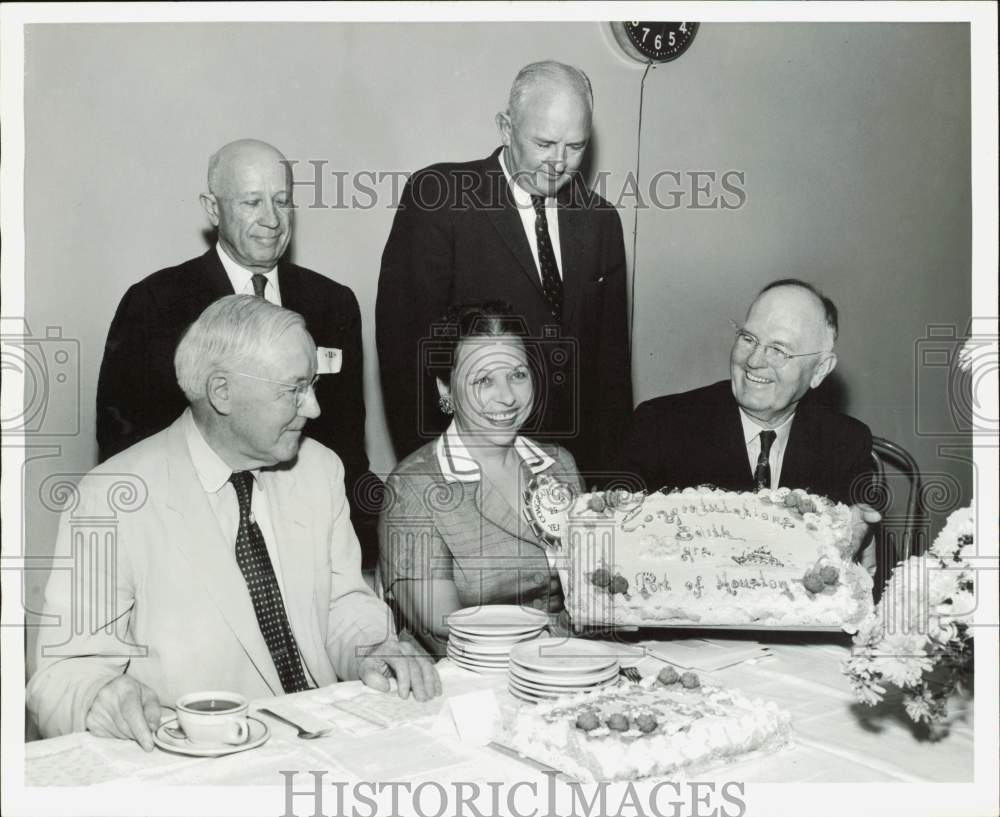 1956 Press Photo Typist Edith Hanner honored by her Harris County associates.- Historic Images