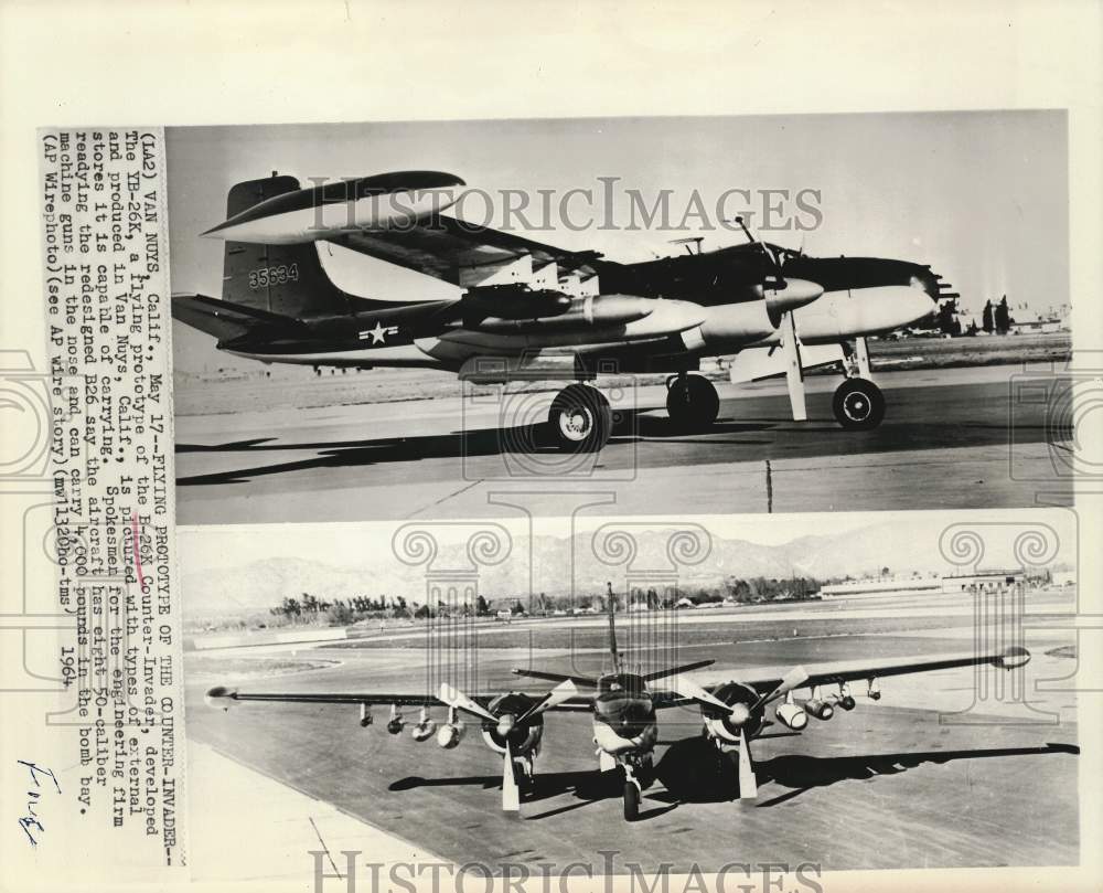 1964 Press Photo Flying prototype of B26K Counter-Invader plane in California