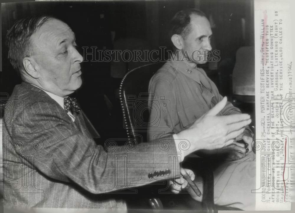 1946 Press Photo Generals William Porter & Alden Waitt Testify in Washington