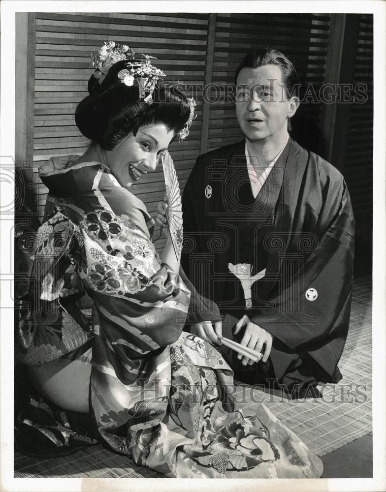 1955 Press Photo Actress Elaine Malbin &amp; Emile Renan in &quot;Madam Butterfly&quot;- Historic Images