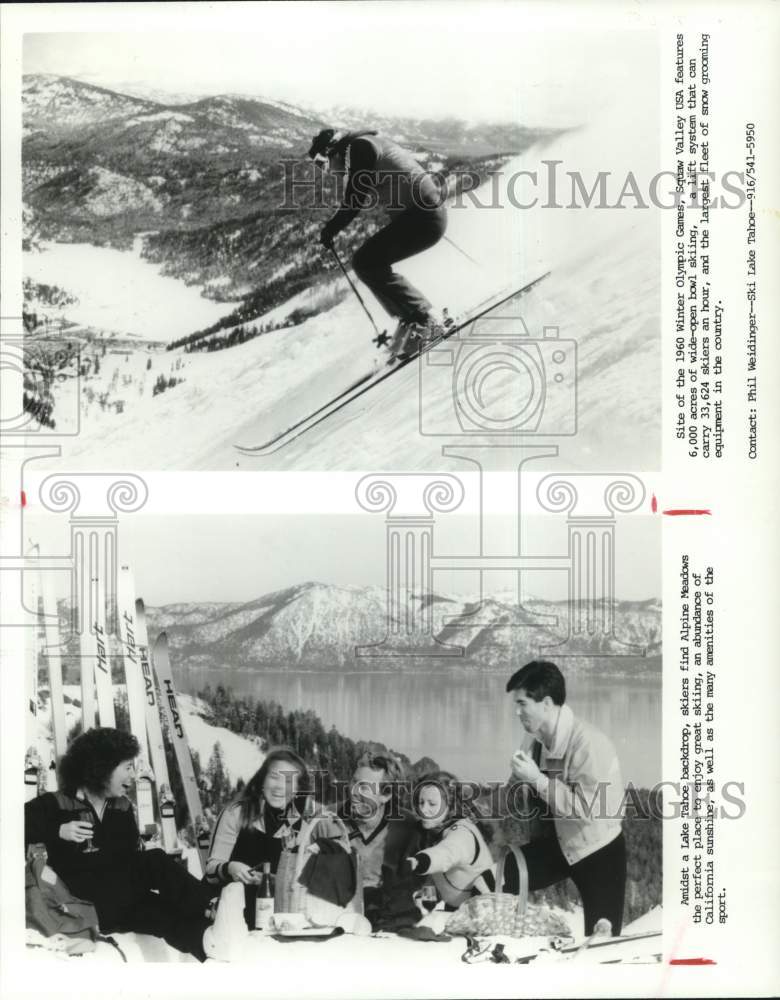 1986 Press Photo Scenes at Alpine Meadows and Squaw Valley USA in Lake Tahoe.- Historic Images