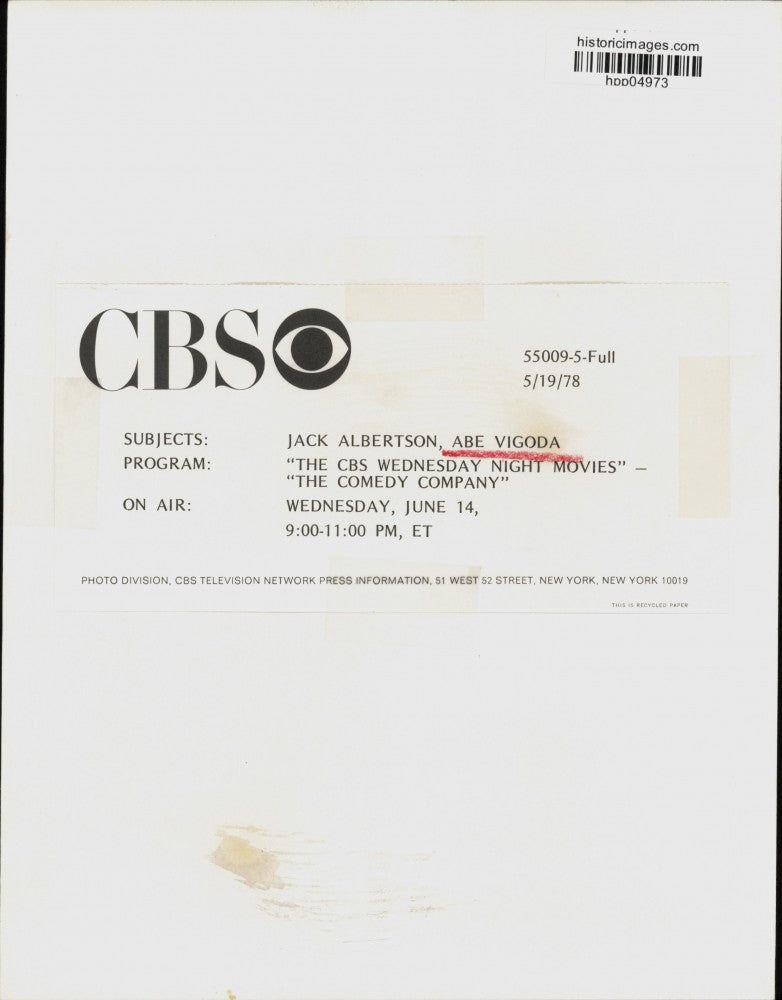 1978 Press Photo Jack Albertson and Abe Vigoda in "The Comedy Company," on CBS.