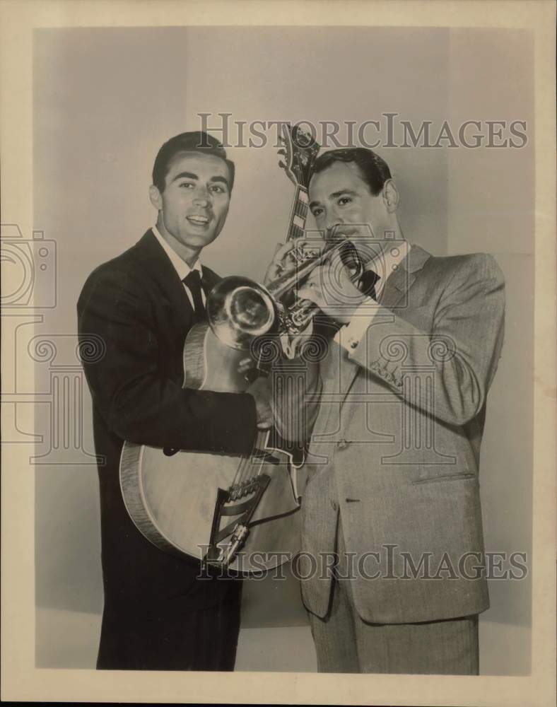 1956 Press Photo Michael Andre &amp; Ray Anthony on &quot;The Ray Anthony Show&quot;- Historic Images