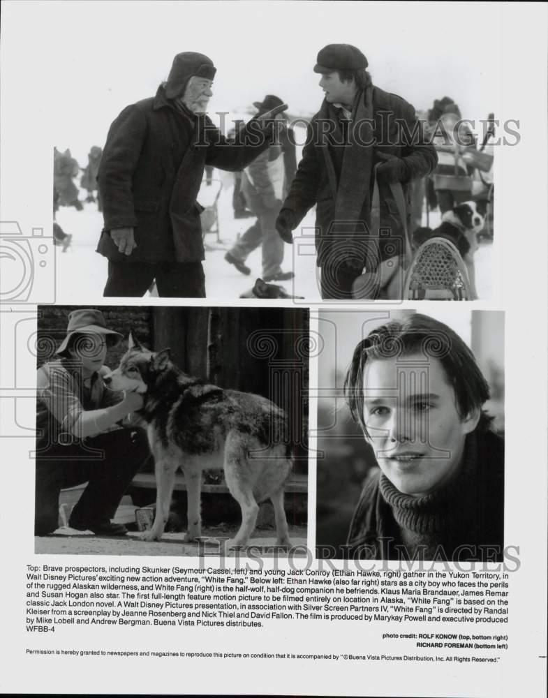 Press Photo Seymour Cassel &amp; Ethan Hawke in &quot;White Fang&quot; Movie Scenes- Historic Images