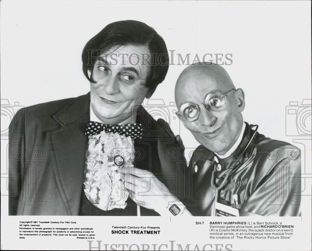 1981 Press Photo Barry Humphries &amp; Richard O&#39;Brien in &quot;Shock Treatment&quot; Movie- Historic Images