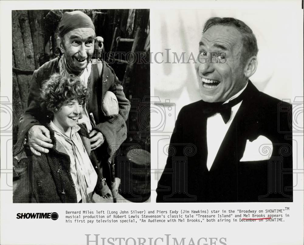 Press Photo Bernard Miles &amp; Jim Hawkins in &quot;Treasure Island&quot; &amp; Mel Brooks- Historic Images