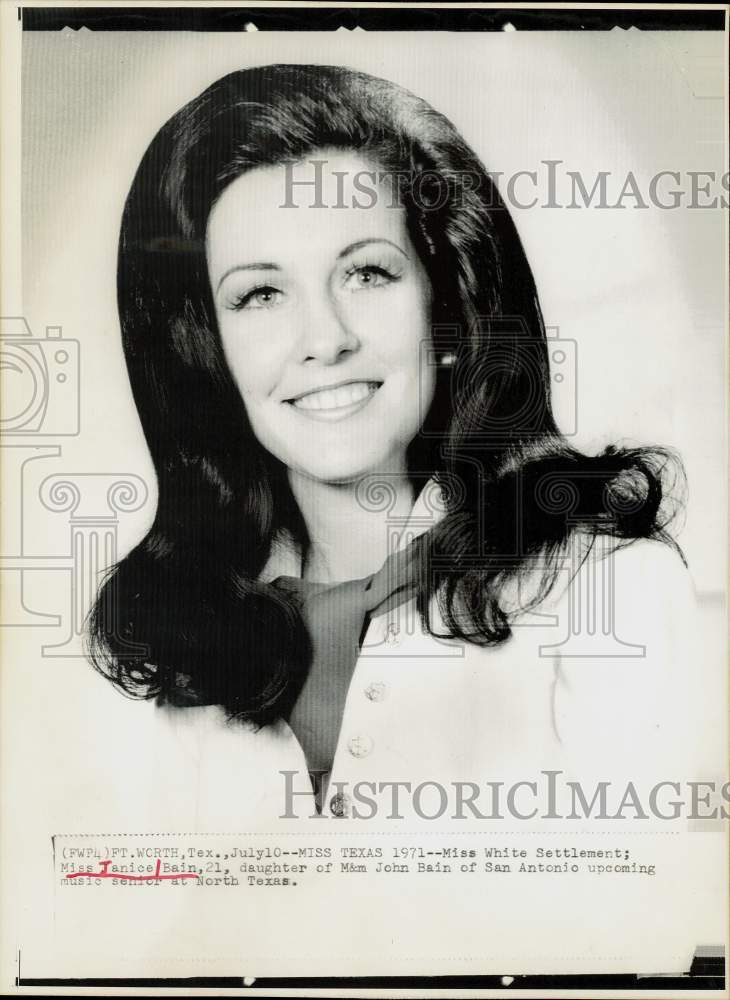 1971 Press Photo Miss White Settlement Janice Bain Named Miss Texas - hpp10027- Historic Images