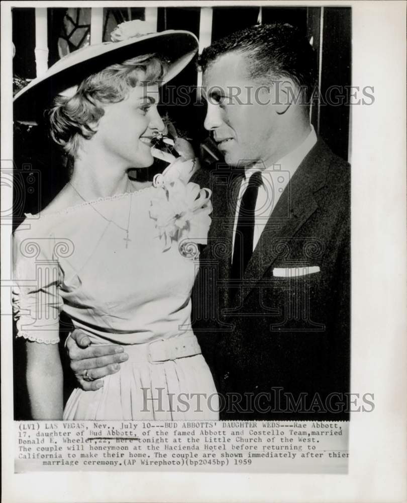 1959 Press Photo Rae Abbott Weds Donald E. Wheeler, Las Vegas - hpp12287- Historic Images