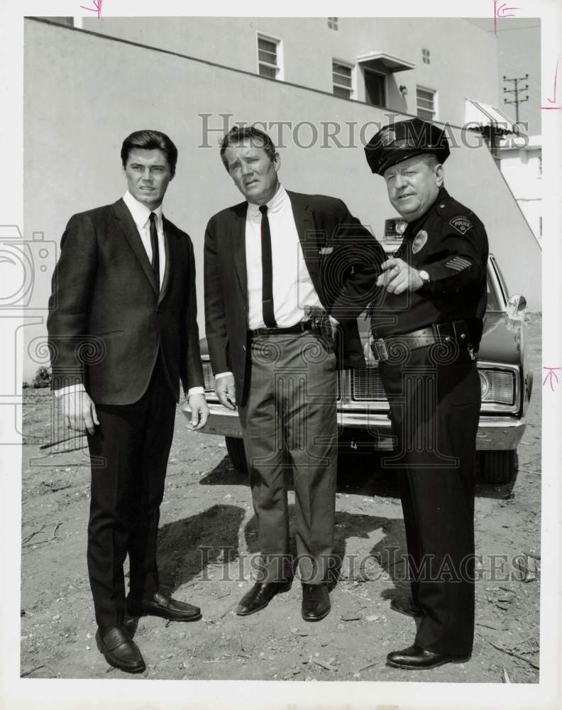 1966 Press Photo Dennis Cole, Howard Duff, Ben Alexander, &quot;The Felony Squad&quot;- Historic Images