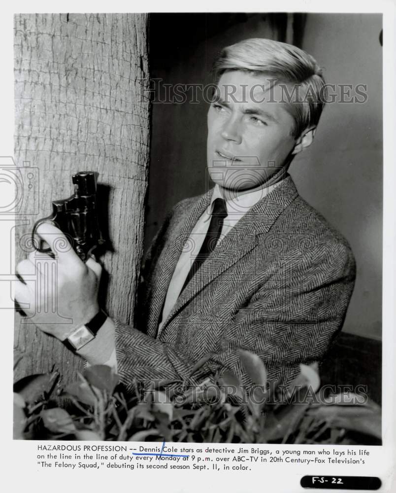 1968 Press Photo Dennis Cole as detective Jim Briggs on &quot;The Felony Squad.&quot;- Historic Images