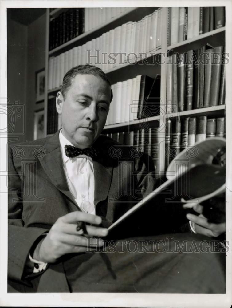 1956 Press Photo Author Herman Wouk in his apartment in New York. - hpp15050- Historic Images