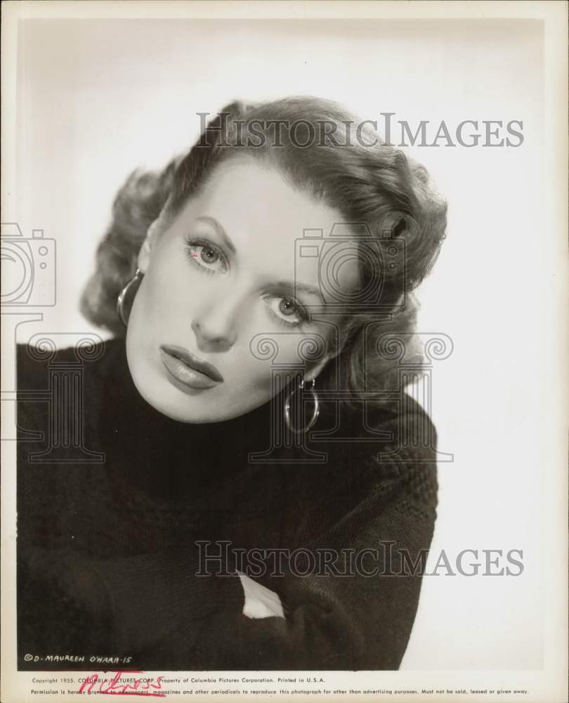 1955 Press Photo Actress Maureen O&#39;Hara - hpp18524- Historic Images