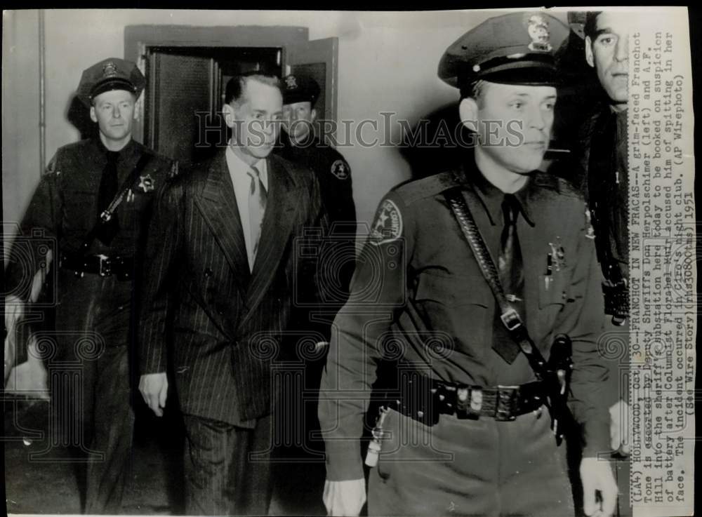 1951 Press Photo Actor Franchot Tone Arrested for Battery in Hollywood- Historic Images